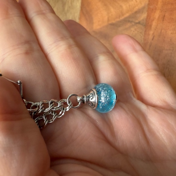 James Avery Retired Blue HOPE Finial Glass Charm